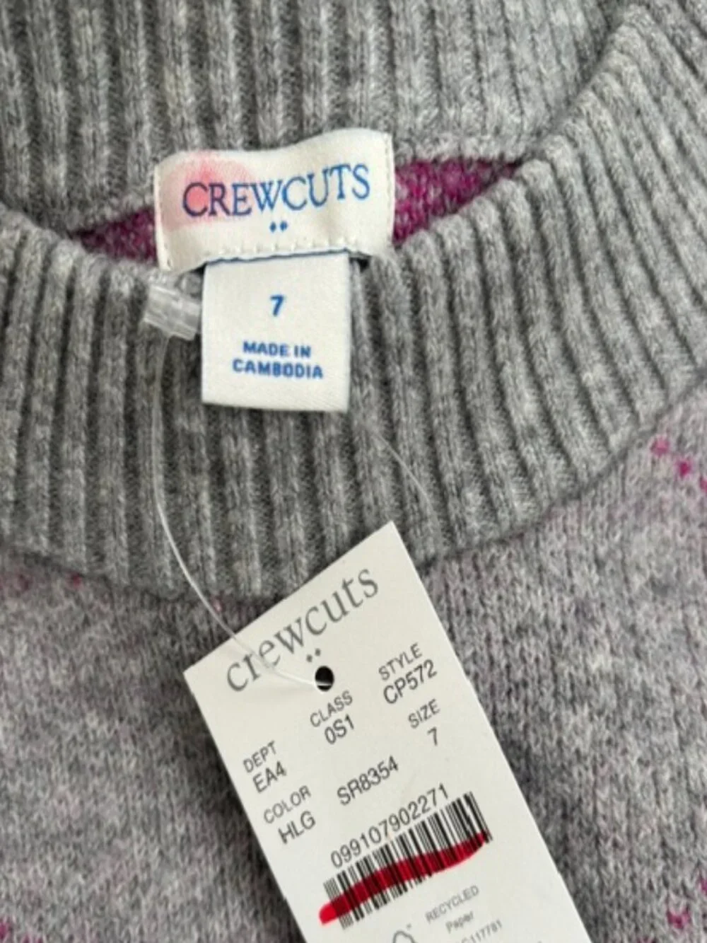 Crewcuts Girls’ Size 7 Gray Heart Sweater Dress NWT - Retail $98